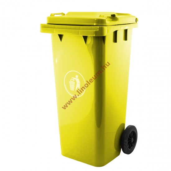 120 literes kerekes műanyag szemetes kuka – sárga hulladéktároló